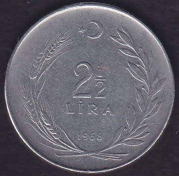 1968 Yılı 2.5 Lira Ters