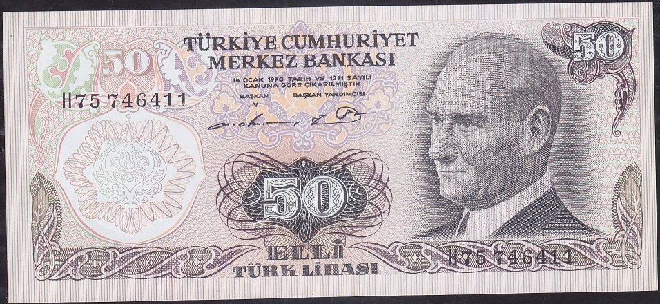 6.Emisyon 1.Tertip 50 Lira H75 746411 Çil