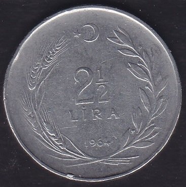 1964 Yılı 2.5 Lira Düz