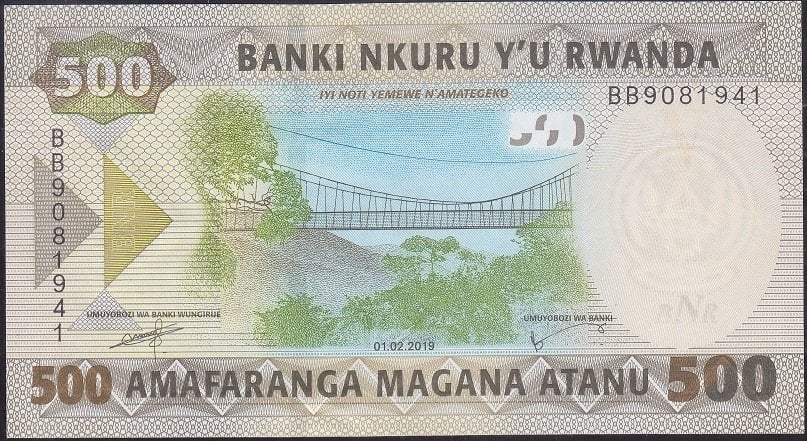 Rwanda 500 Frank 2019 Çilaltı Çil