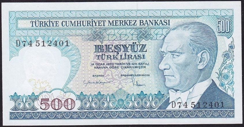 7.Emisyon 2.Tertip 500 Lira D74 512401 Çil