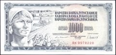 Yugoslavya 1000 Dinar 1981 Ççt Çilaltı