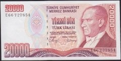 7.Emisyon 1.Tertip 20000 Lira E66 727854 Çil