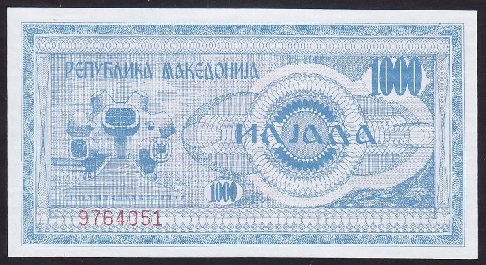 Makedonya 1000 Dinar 1992 Çil Pick 6
