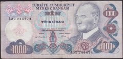 6.EMİSYON 1.TERTİP 1000 LİRA A32 244474 ÇOK TEMİZ