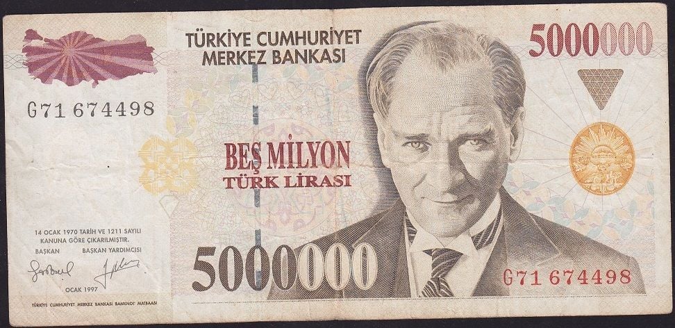 7.Emisyon 5 000 000 Lira G71 674498 Çok Temiz