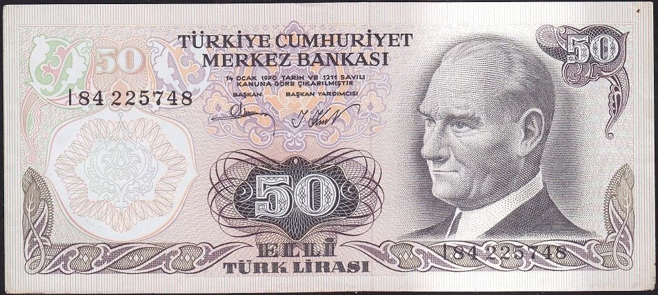 6.Emisyon 2.Tertip 50 Lira I84 225748 Çilaltı