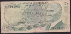 6.EMİSYON 1.TERTİP 10 LİRA C19 041936 ÇOK TEMİZ