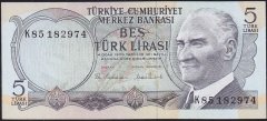 6.Emisyon 2.Tertip 5 Lira K85 182974 Çilaltı Çil