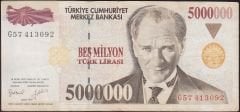 7.Emisyon 5 000 000 Lira G57 413092 Çok Temiz