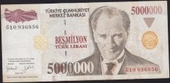 7.Emisyon 5 000 000 Lira G10 936856 Çok Temiz