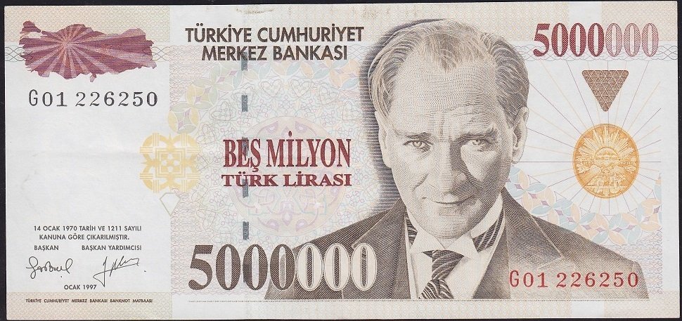 7.Emisyon 5 000 000 Lira G01 226250 Çok Çok Temiz+