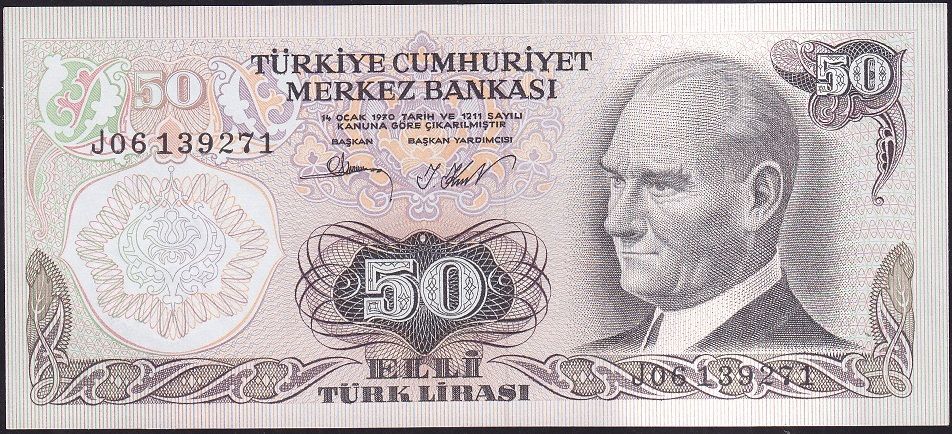 6.Emisyon 2.Tertip 50 Lira J06 139271 Çilaltı Çil