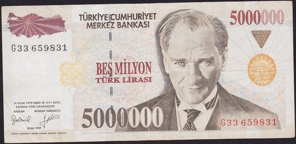 7.Emisyon 5 000 000 Lira G33 659831 Çok Temiz+