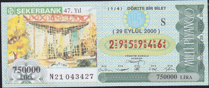 2000 29 Eylül Çeyrek Bilet - S Serisi