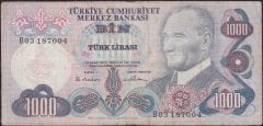 6.Emisyon 1.Tertip 1000 Lira B03 187004 Çok Temiz