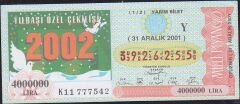 2001 31 Aralık Yarım Bilet - Y Serisi
