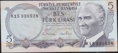 6.Emisyon 2.Tertip 5 Lira K15 330528 Çok Çok Temiz+