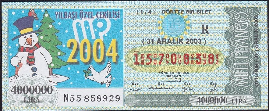 2003 31 Aralık Çeyrek Bilet - R Serisi