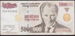 7.Emisyon 5 000 000 Lira G03 570831 Çok Temiz+