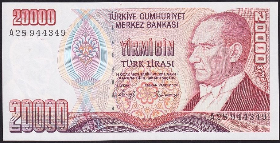 7.Emisyon 1.Tertip 20000 Lira A28 944349 Çilaltı