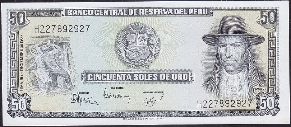 Peru 50 Soles De Oro 1977 Çil Pick113
