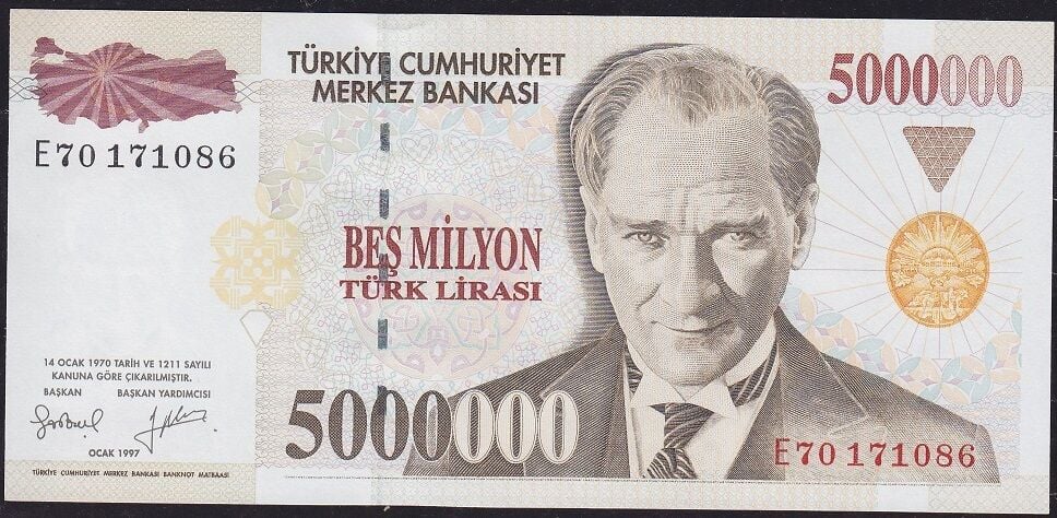 7.Emisyon 5 000 000 Lira E70 171086 Çil