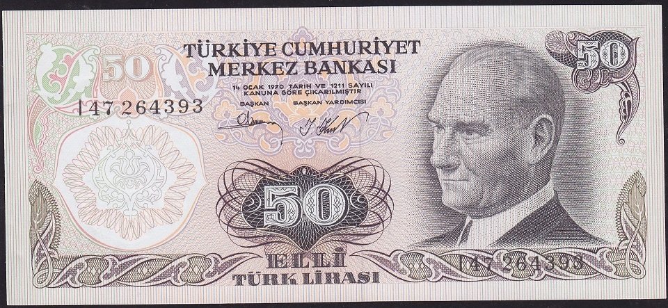 6.Emisyon 2.Tertip 50 Lira I47 264393 Çilaltı Çil