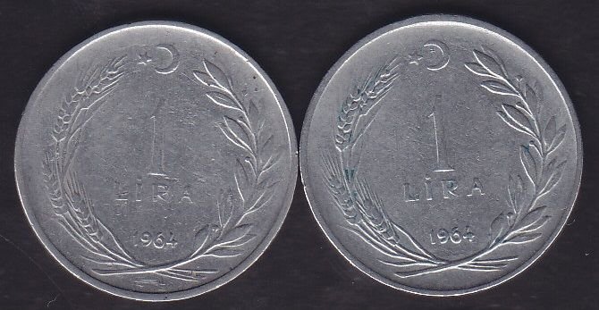 1964 Yılı 1 Lira (Ters Düz Takım)