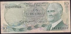 6.Emisyon 1.Tertip 10 Lira E43 433032 Çok Temiz