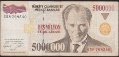 7.Emisyon 5 000 000 Lira G58 798540 Çok Temiz