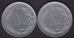 1966 Yılı 1 Lira (Ters Düz Takım)