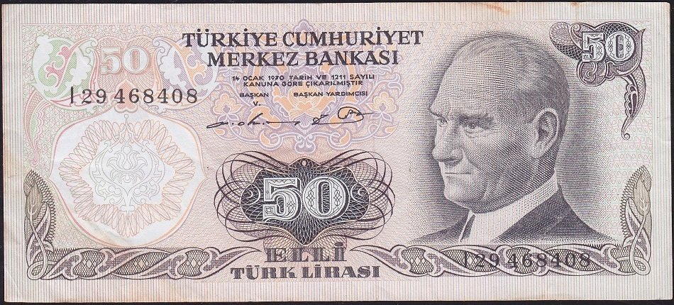 6.Emisyon 1.Tertip 50 Lira I29 468408 Çok Temiz+