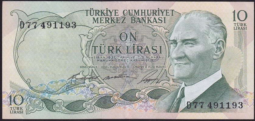 6.Emisyon 1.Tertip 10 Lira D77 491193 Çok Temiz+