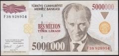 7.Emisyon 5 000 000 Lira F38 928954 Çilaltı