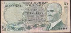 6.Emisyon 1.Tertip 10 Lira D13 381668 Çok Temiz