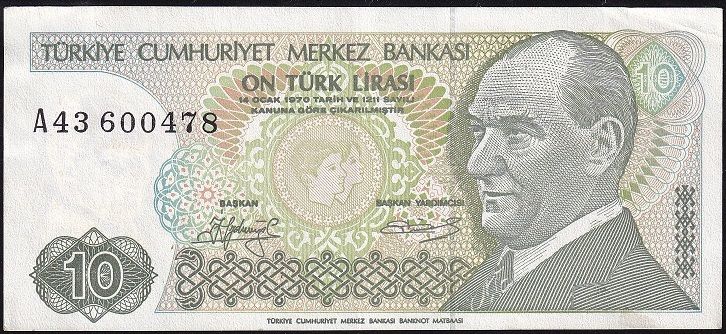 7.Emisyon 1.Tertip 10 Lira A43 600478 Çilaltı