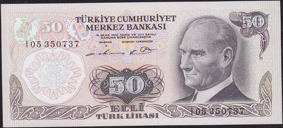 6.Emisyon 1.Tertip 50 Lira I05 350737 Çilaltı Çil