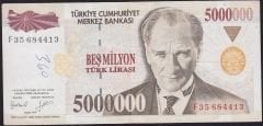 7.Emisyon 5 000 000 Lira F35 684413 Çok Temiz