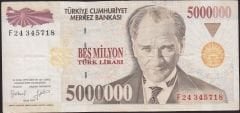 7.Emisyon 5 000 000 Lira F24 345718 Çok Temiz