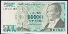 7.EMİSYON 2.TERTİP 50000 LİRA L45 922412 ÇİLALTI ÇİL