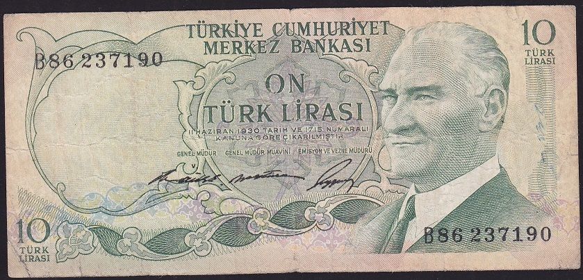 6.Emisyon 1.Tertip 10 Lira B86 237190 Çok Temiz