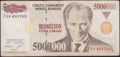 7.Emisyon 5 000 000 Lira F16 481765 Çok Temiz