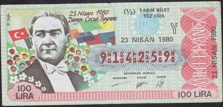 1980 23 Nisan Yarım Bilet - Y Serisi