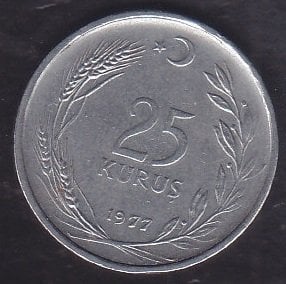 1977 Yılı 25 Kuruş ( Ters )