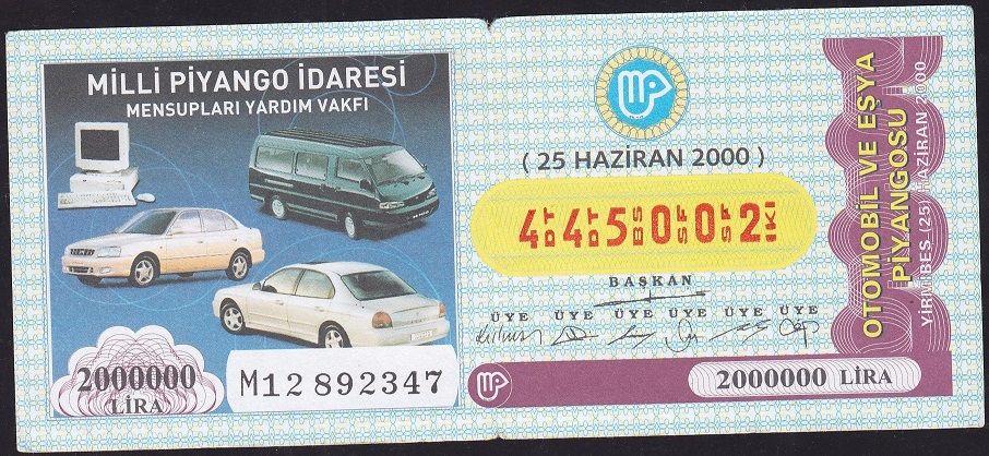 2000 25 Haziran Milli Piyango İdaresi Mensupları Eşya Piyangosu 25 Haziran 2000