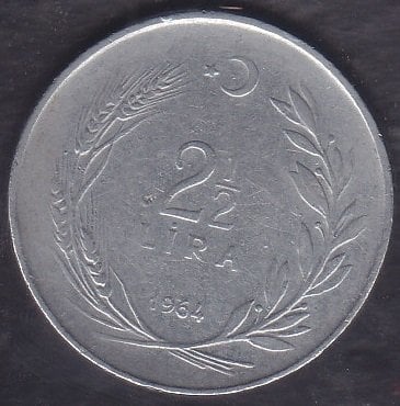 1964 Yılı 2.5 Lira (Düz)