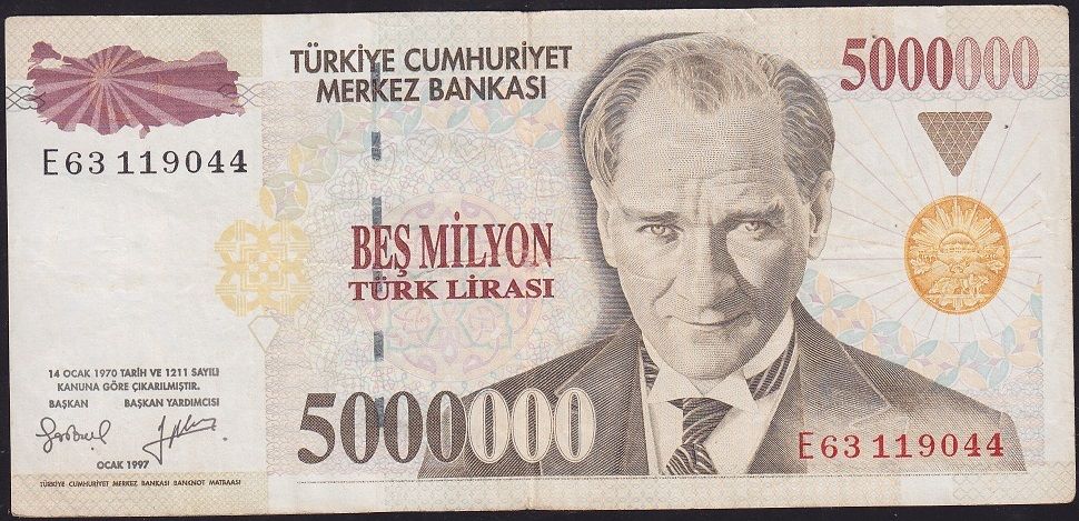 7.Emisyon 5 000 000 Lira E63 119044 Çok Temiz