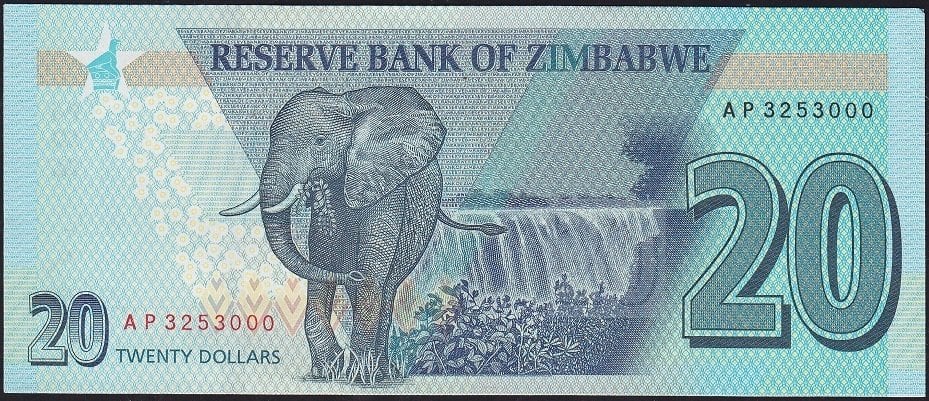 Zimbabwe 20 Dolar 2020 Çil Pick 104 -AP3253000