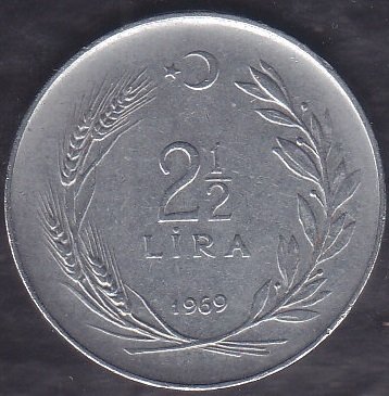 1969 Yılı 2.5 Lira (Düz)